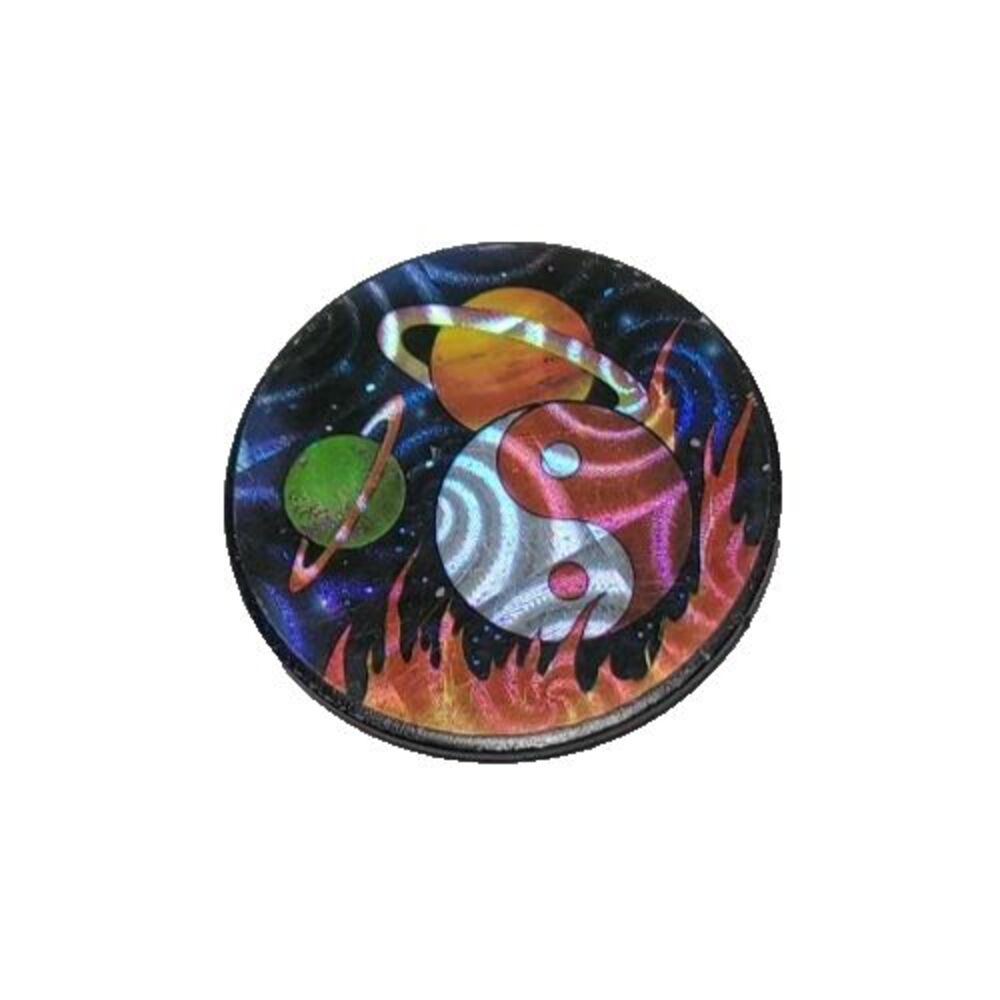 Vintage Metal Pog Slammer Yin & Yang Solar system planets